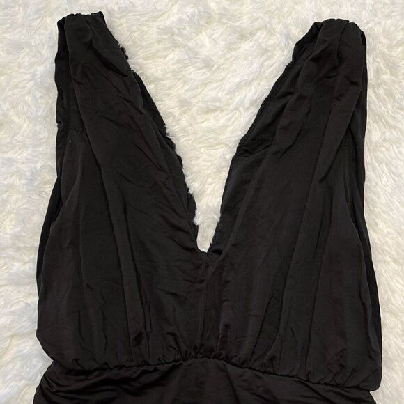 Vince Camuto Black Cruise Draped V-Neck Plunge Swimsuit - Picture 7 of 10